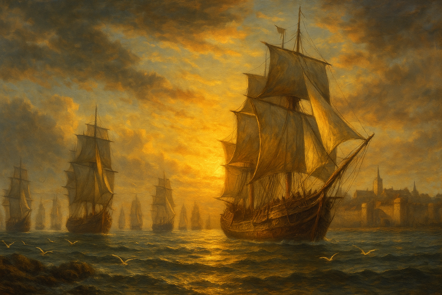 Merchant fleet departing Reykvellir